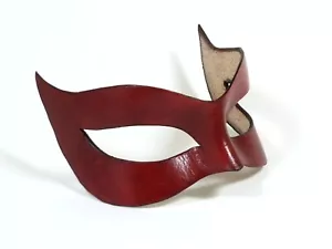 Red Leather Cat Mask - Handmade from Premium Full Grain Leather - Sleek and Sexy - Picture 1 of 2