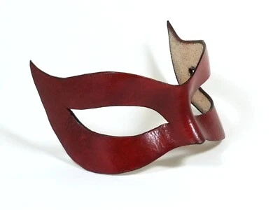 Red Leather Cat Mask - Handmade from Premium Full Grain Leather - Sleek and Sexy - Image 1 of 2