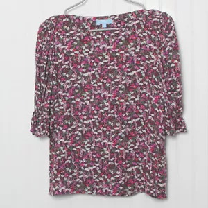Camicia Draper James RSVP Florale Barca Collo Gonfiato Elastica Manica Corta Viscosa M - Foto 1 di 10