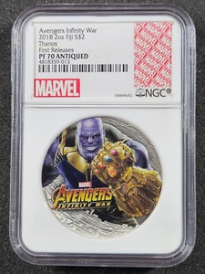 ๐ 2018 Fiji Marvel Avengers Infinity War Thanos Gauntlet 2 oz Silver NGC PF70 - Picture 1 of 2