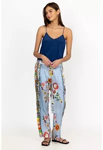 Johnny Was Rainbow Liza Seidenmischung Lux Hose eklektisch BoHo Damen Gr. XL ~ 295 $ - Bild 1 von 5