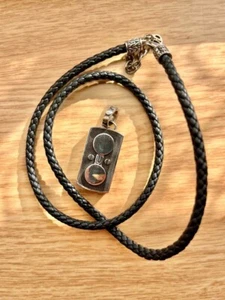 JOHNHARDY Silver Leather Pendant Top Necklace Men's Accessories Used From Japan - Picture 1 of 4