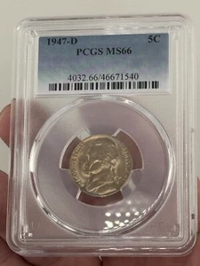 1947 D JEFFERSON NICKEL 5C PCGS CERTIFIED MS 66 - Picture 1 of 3