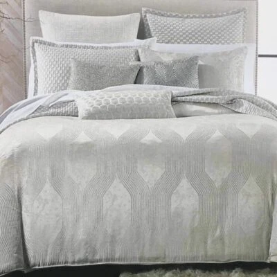 Hudson Park Aurora Silver Duvet Cover - Full / Queen - retail $400 - Image 1 of 4