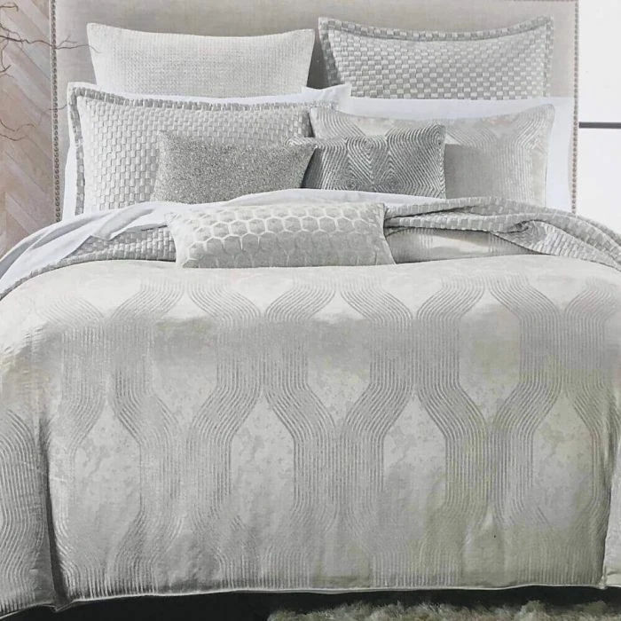 Hudson Park Aurora Silver Duvet Cover - Full / Queen - retail $400 - Image 1 of 4