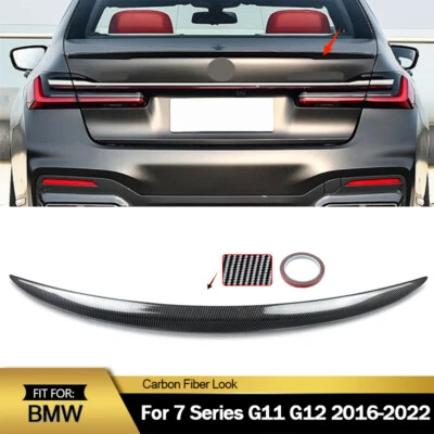 Rear Trunk Spoiler Wing Lip For BMW 7 Series G11 G12 2016-2022 Carbon Fiber Look Foto 1 de 4