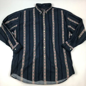 VTG Chaps Ralph Lauren Button Down Flag Spellout All Over Print 90s Prep EUC - Picture 1 of 9