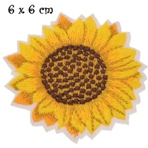 ÉCUSSON APPLIQUE PATCH thermocollant - FLEUR TOURNESOL, orangé, 6 x 6 cm, C109 - Bild 1 von 1