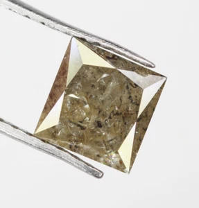 1.14 Ct Natural Loose Salt and pepper Diamond, Princess Cut Grey color diamond - Picture 1 of 10