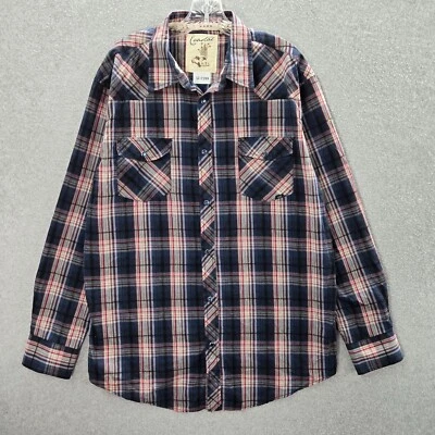 Camisa con botones Costal para hombre XL azul a cuadros perla occidental bolsillos a presión manga larga Foto 1 de 4