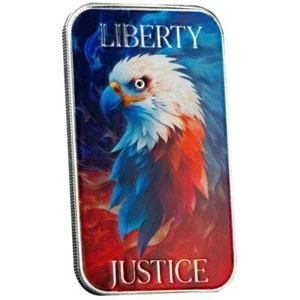 1 oz American Eagle Liberty and Justice Colorized .999 Silver Bullion Bar #A659 - Picture 1 of 4