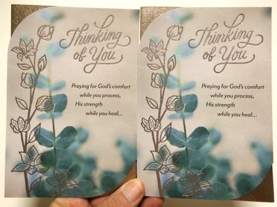 HALLMARK 2 Cards DaySpring Greetings Encouragement Praying for God's Comfort & Strength