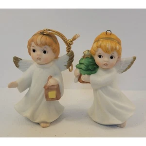 Set of (2) Vintage Homco Angel Child Christmas Ornaments Ceramic - Picture 1 of 6