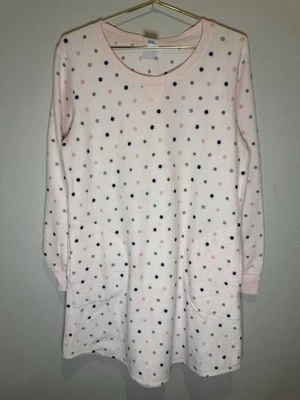 Croft & Barrow Fleece Nightgown Small Long sleeve Pink Polka Dots Intimates - Image 1 of 4