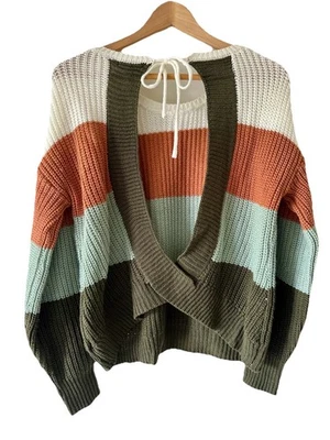 SUÉTER TEJIDO FASHION NOVA Ligero Espalda Abierta Twist Color Block Talla M Foto 1 de 4