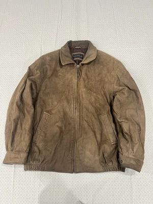 Vintage 90’s Baracuta Mens L Insulated Suede Leather Bomber Jacket -Dark Brown - Image 1 of 4
