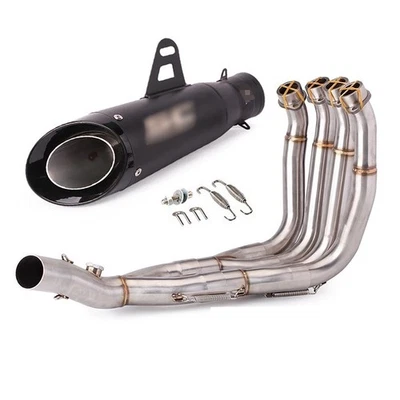 Sistema completo puntas de escape tubo de cabezal negro/plateado para Yamaha YZF R6 2006-2018  Foto 1 de 4