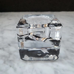 Cubo de hielo sueco vintage Orrefors cristal votivo diseñado por Göran Wärff 2002 - Imagen 1 de 8