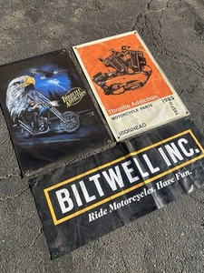Biltwell  Throttle Addiction Chopper Banners Harley Garage Shop Man Cave - Bild 1 von 3