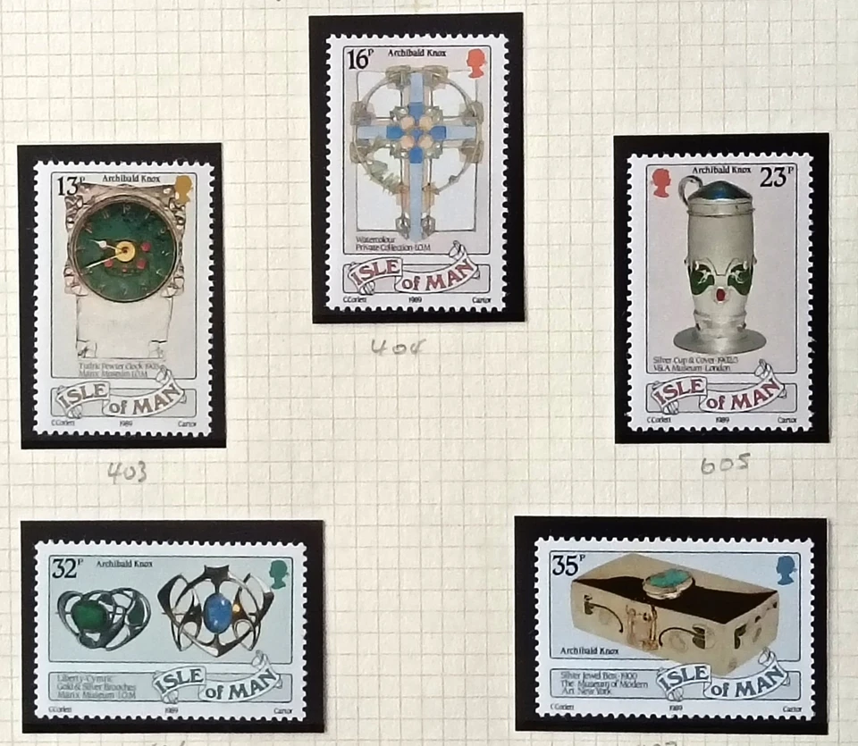 Isla de Man 1989 125 aniversario del nacimiento de Archibald Knox conjunto como nuevo. Foto 1 de 1