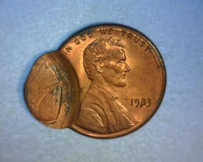 1983 LINCOLN CENT🌟DOUBLE STRUCK🌟CLAD🌟STRETCHED "UNIFACED" REVERSE🌟ERROR COIN - Image 1 of 4