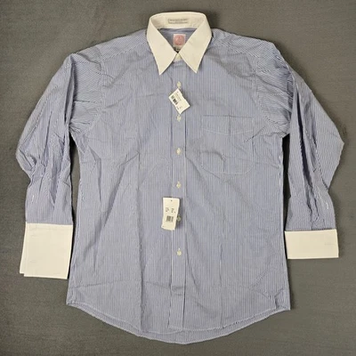 J.Press Shirt Mens 15-32 Oxford Button Up Blue Stripe USA Dress French Cuff NWT - Image 1 of 4