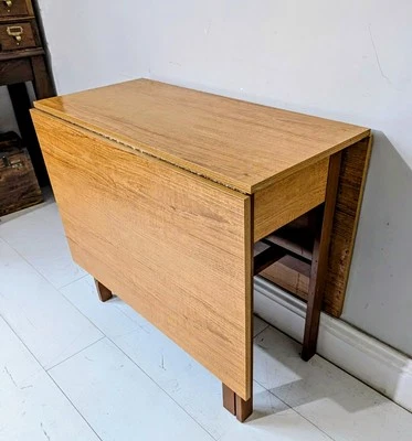 Formica Retro Drop Leaf Teak Table Extending Dining Table Danish 1960s-1970s  - Image 1 of 4