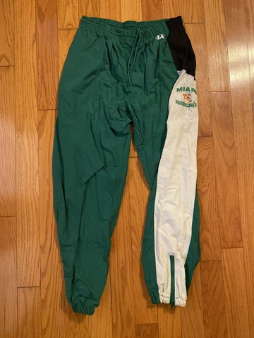 Vintage University Of Miami Hurricanes Nylon Track Pants Joggers Logo Athletic L Cover