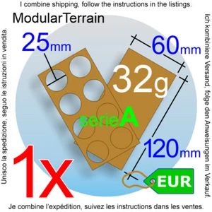 1x MDF Movement Tray 2x4 4x2 (A 5mm) 25mm Round Base War Hammer 40k Wargames - Imagen 1 de 7