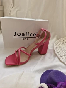 Fuchsia strappy block heel sandals size 8 41 - Picture 1 of 5