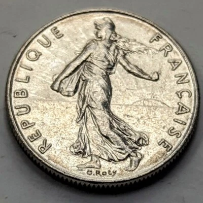 1986 France 1/2 Franc Coin, KM931.1 Uncirculated - Image 1 of 2