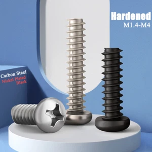 M1.4-M4 Carbon Steel Phillips Pan Head Self Tapping Screws Hardened Flat Tail - Picture 1 of 95