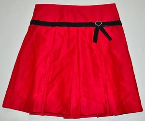 Emily West Girls Size 10 Red Satin Pleated Side Zip Skirt Fancy Dressy BEAUTIFUL - Picture 1 of 5