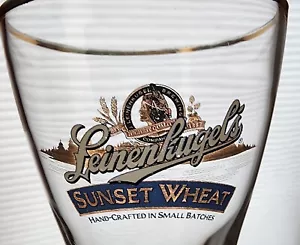 3 Leinenkugel's SUNSET WHEAT Gold Rim 6.5" PILSNER Hourglass Pint BEER GLASSES - Picture 1 of 5