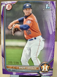 2022 Bowman Prospects Purple Pattern #BP11 Dauri Lorenzo Houston Astros /199 - Picture 1 of 2