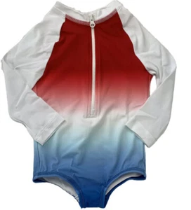 NEW Hanna Andersson Girls 18-24 Months Red Ombre LS Rash Guard Swim Suit 80 cm - Picture 1 of 8
