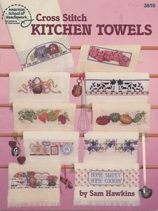 American School of Needlework Cross Stitch Kitchen Towels Leaflet 3518 - Picture 1 of 2