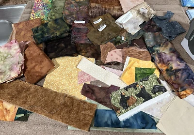 Vintage Quilt De-stash - Fabric Scrap over 40 styles Earth Tones-craft sewing - Image 1 of 4