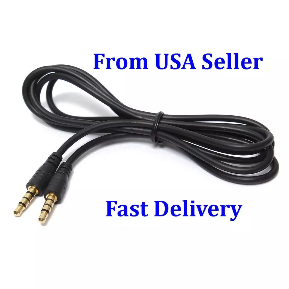 10pcs 1M/3Ft Gold 3.5mm 1/8" 4 Pole Stereo Male to Male Aux Audio Cord Cable US* - Image 1 of 1