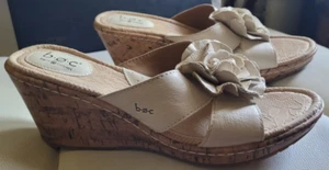 Women's Born B.O.C. Concepts Size 11 Leather Cork Wedge Mule Rosette Summer Cute - Picture 1 of 10