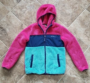 Eddie Bauer Jacket Girls Youth Size Large 14 / 16 Fleece Hooded Sherpa Full Zip - Picture 1 of 10