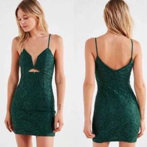 Line & Dot Sz S Green Lace Cut Out Mini Dress - Picture 1 of 11