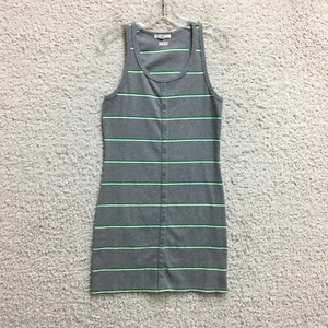 Vans Dress Large Adult Gray Mini Striped Button Down Sleeveless Shift Womens L - Picture 1 of 10