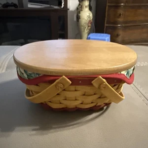 Longaberger 2004 Tree Trimming Gumdrop Basket with Liner / Lid / Tie-On Perfect - Picture 1 of 11