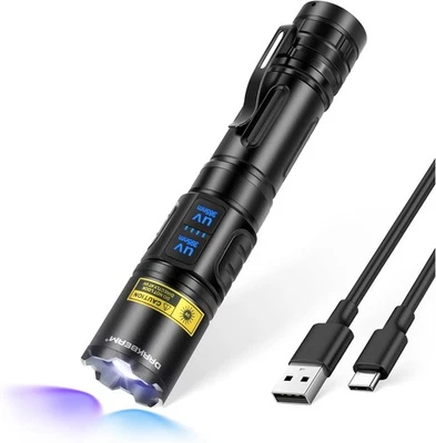 DARKBEAM UV Flashlight 365nm & 395nm Dual Black Light, Blacklight USB Rechargeab