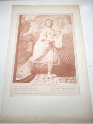 BELLE ESTAMPE EROTIQUE "A QUELQUE CHOSE..." 1775 Par PARELLE & BASSET Sanguine - Photo 1/4