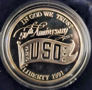 1991-S Proof USO Commemorative Silver Dollar $1 *1152 - Picture 1 of 3