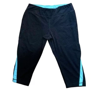 Tek Gear schwarz & blau tailliert Capri Länge Sportbekleidung Hose Dehnung - Bild 1 von 2