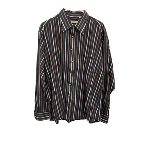 Burberry London Button Front Shirt Black Striped Long Sleeve Size XL - Picture 1 of 13