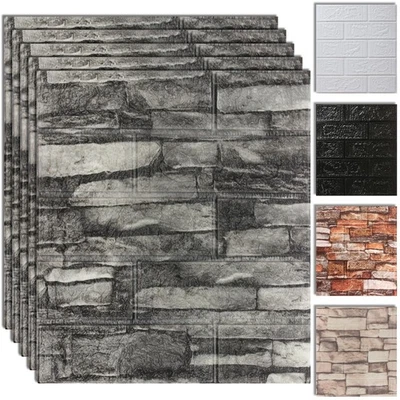 10 PIEZAS Paneles de Pared 3D Espuma Pelar y Pegar, Autoadhesivo Decorativo 3D Ladrillo con... Foto 1 de 4